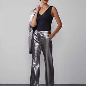 New York & Company Metallic Silver Straight Leg Pants